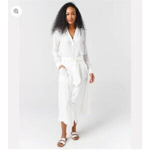 Brochu Walker White Carpi Button Front Gauzy Midi Skirt Medium